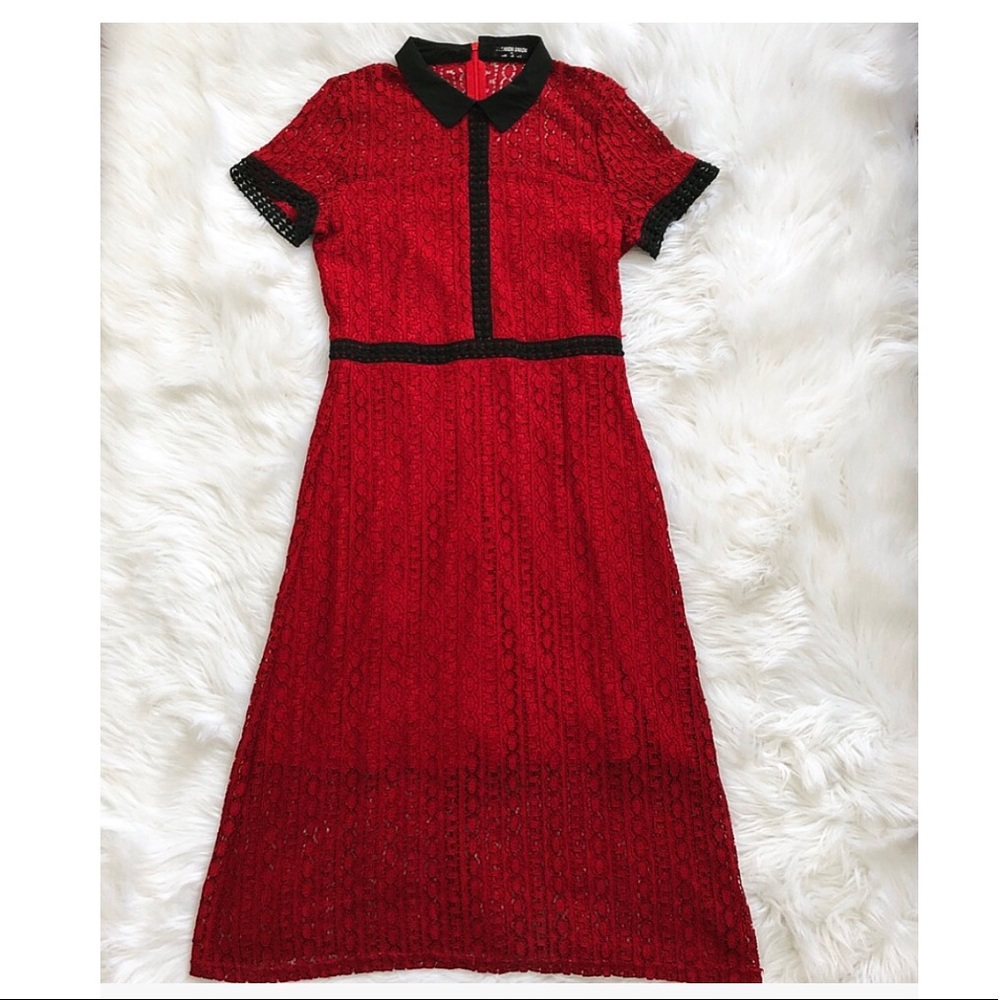 ♥️ Red and Black Midi Dress